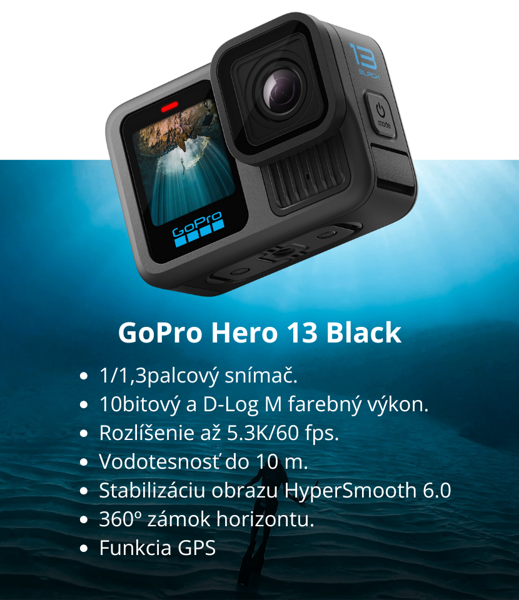 GoPro Hero 13 Black - akčná kamera na adrenalínované dobrodružstvá alebo športové výkony. Rozlíšenie až 5.3K so stabilizáciou obrazu|Xtreme.sk