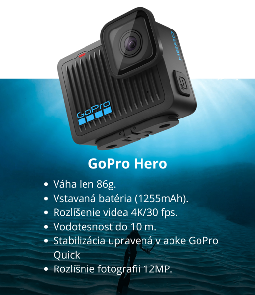 GoPro Hero akčná kamera na jednoduché ovládanie a rýchle zábery s kvalitou obrazu|Xtreme.sk